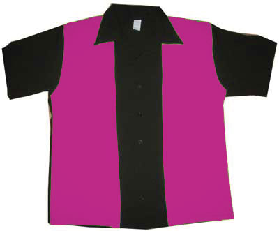 Electric Retro Bowling Shirt (Black/Dark Pink)