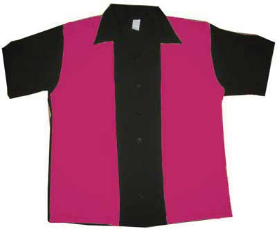 Electric Retro Bowling Shirt (Black/Dark Pink)