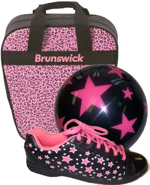 Stars Ball, Bag & Women's Shoes Combo (Black/Pink)