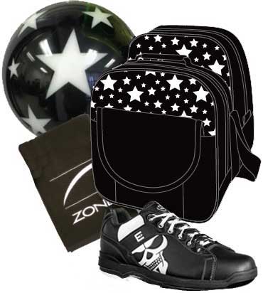 Stars Ball, Bag, Men's Shoes, & Towel Combo (Black/White)