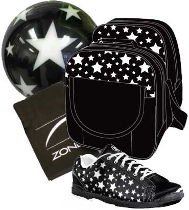 Stars Ball, Bag, Women's Shoes, & Towel  Combo (Black/White)