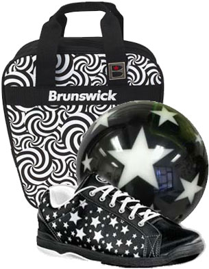 Stars Ball, Bag & Women's Shoes Combo (Black/White)