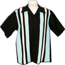 The Hop Bowling Shirt (Black/Baby Blue/Cream)