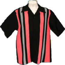 The Hop Bowling Shirt (Black/Salmon/Grey)