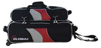900 Global Deluxe Airline 3 Ball Tote Roller (Black/Red/Silver)