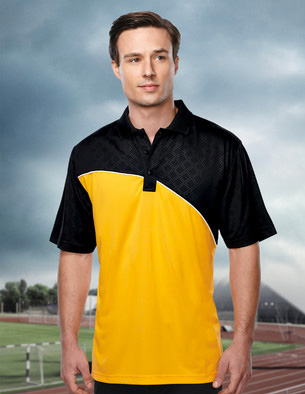 Track Men's Amethyst Performance Polo Bowling Shirt Dri-Fit Black Yellow 