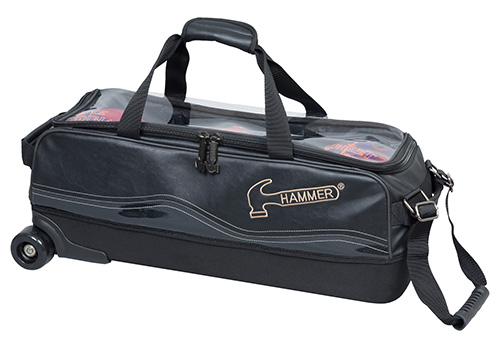 900 Global 3 Ball Bowling Bag With Wheels - Blue/Gold Airline Tote W/Removable Shoe Pouch - Fits Size 15 Shoes