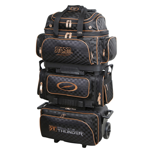 Storm Rolling Thunder 2 Ball Double Roller Bowling Bag Black Gold 