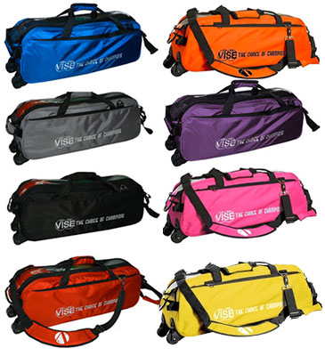 Vise Purple/Yellow 3 Ball Tote Bowling Bag WITH SHOE BAG 